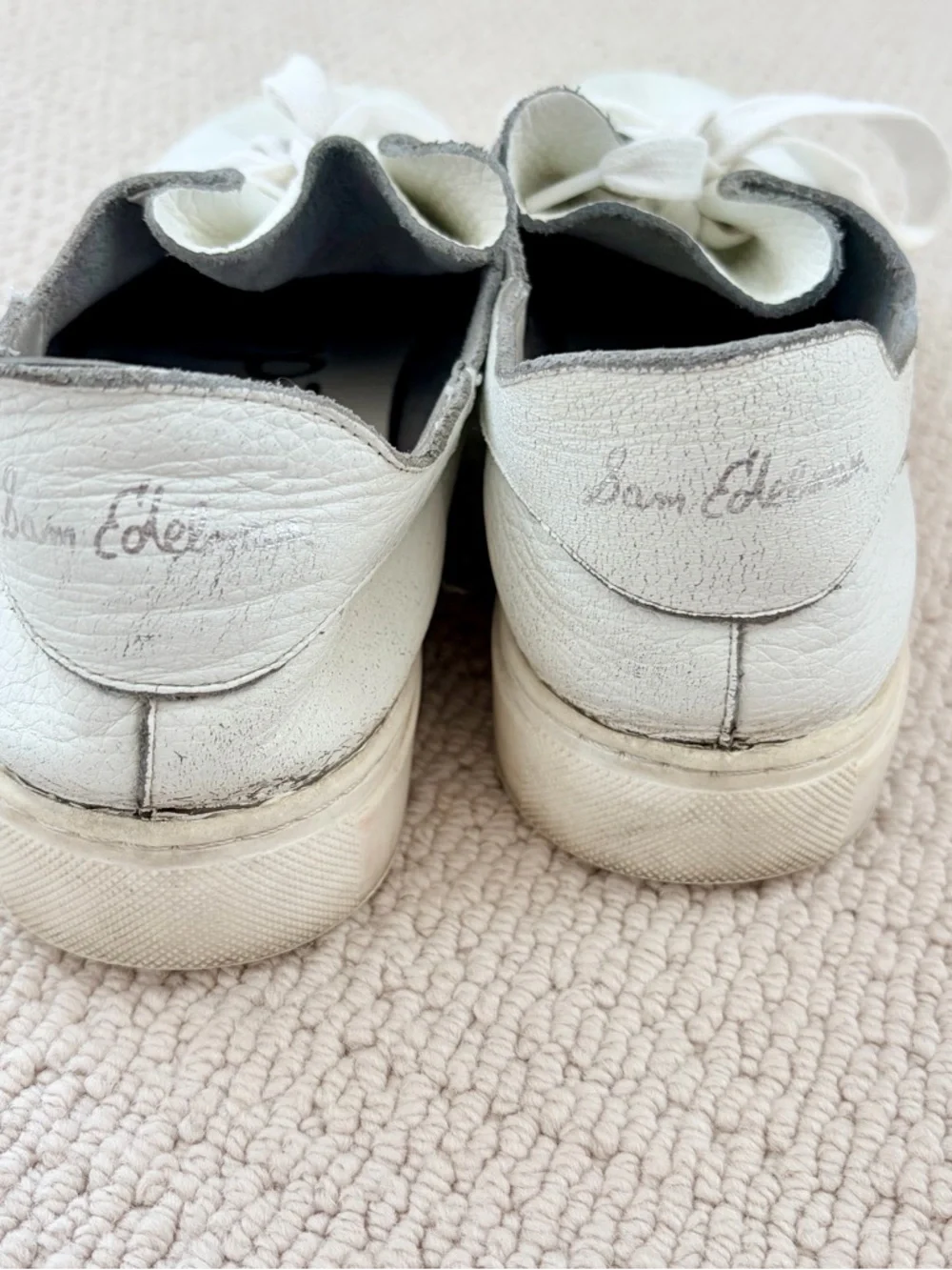 Sam Edelman White Leather Lace-Up Sneakers Size 11